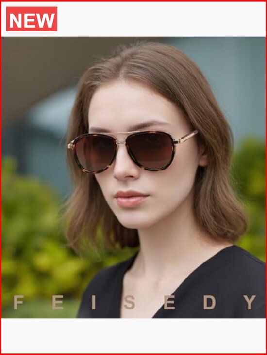 Retro Square Polarized Aviator Sunglasses with High-Quality Metal Frame main image 5